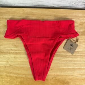Toast X Free People Signature Banded Waist Bikini Bottoms Fire Coral Size XS